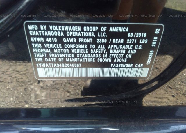 1VWAT7A34GC045557 2016 VOLKSWAGEN PASSAT