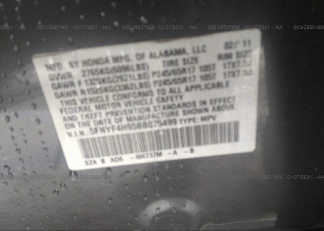5FNYF4H95BB075499 2011 HONDA PILOT