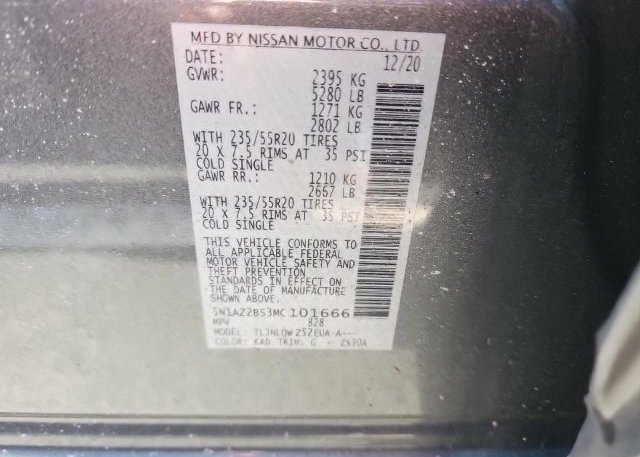 2021 NISSAN MURANO(VIN: 5N1AZ2BS3MC101666