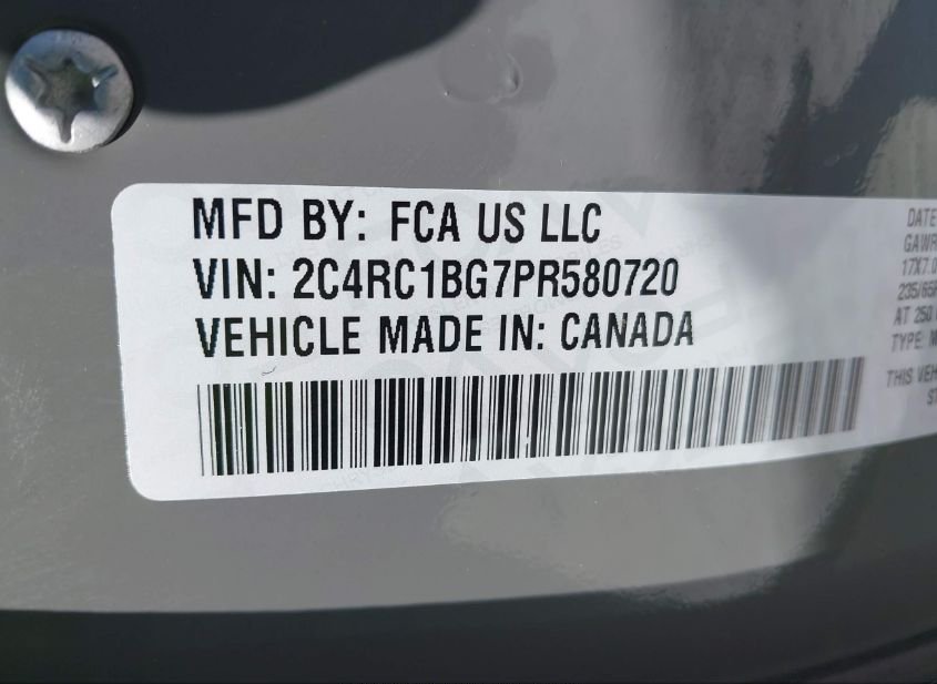 2023 CHRYSLER PACIFICA TOURING L(VIN: 2C4RC1BG7PR580720
