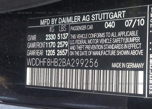 WDDHF8HB2BA299256 2011 MERCEDES-BENZ E-CLASS