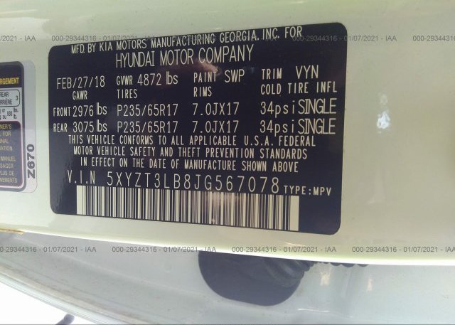 5XYZT3LB8JG567078 2018 HYUNDAI SANTA FE SPORT