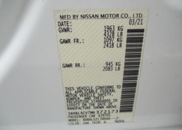 2021 NISSAN ALTIMA(VIN: 1N4BL4CV7MN372173