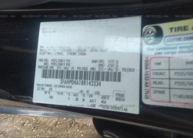 3FAHP0HA1BR143334 2011 FORD FUSION