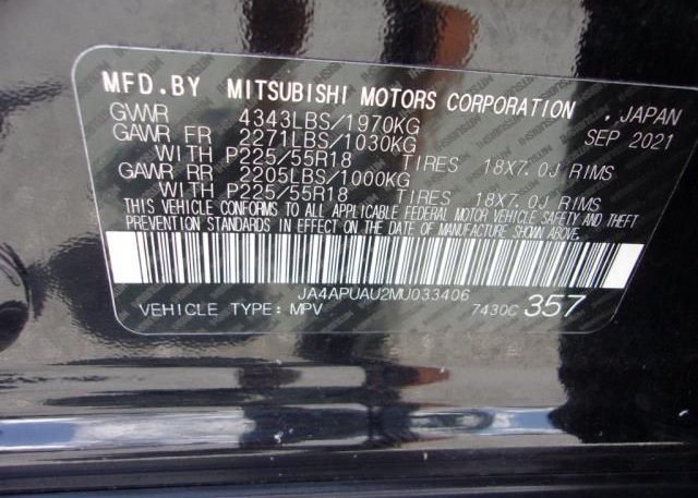 2021 MITSUBISHI OUTLANDER SPORT(VIN: JA4APUAU2MU033406