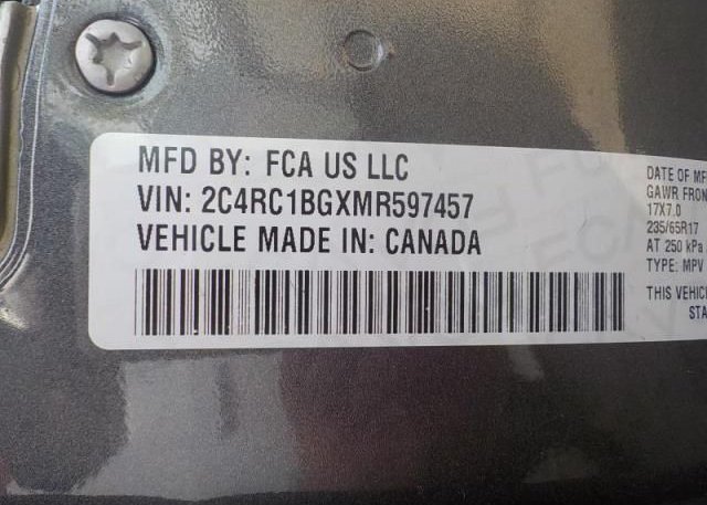 2021 CHRYSLER PACIFICA(VIN: 2C4RC1BGXMR597457