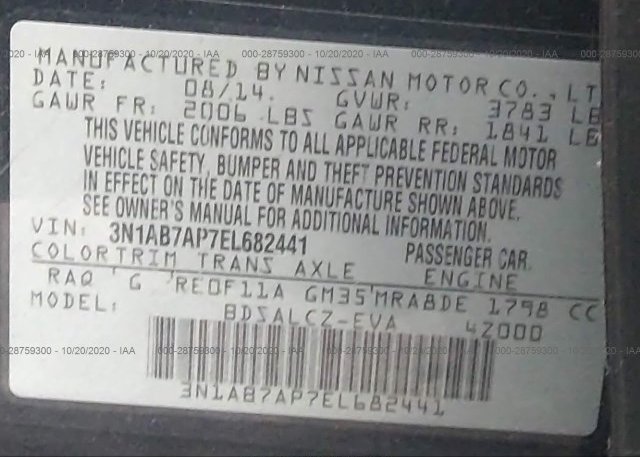 3N1AB7AP7EL682441 2014 NISSAN SENTRA
