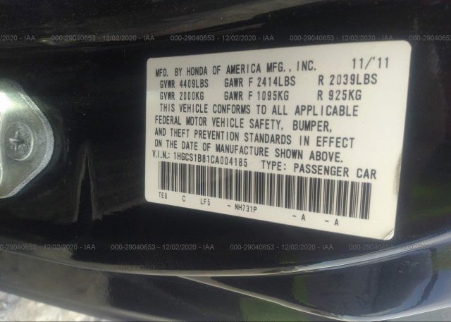 1HGCS1B81CA004185 2012 HONDA ACCORD CPE