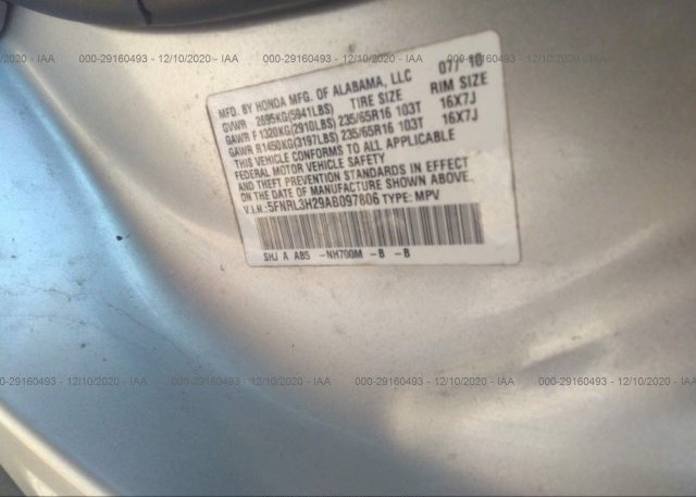 5FNRL3H29AB097806 2010 HONDA ODYSSEY
