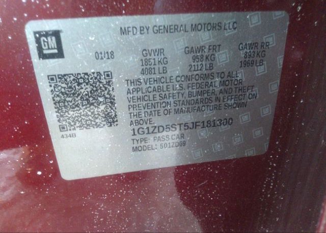 2018 CHEVROLET MALIBU VIN: 1G1ZD5ST5JF181300