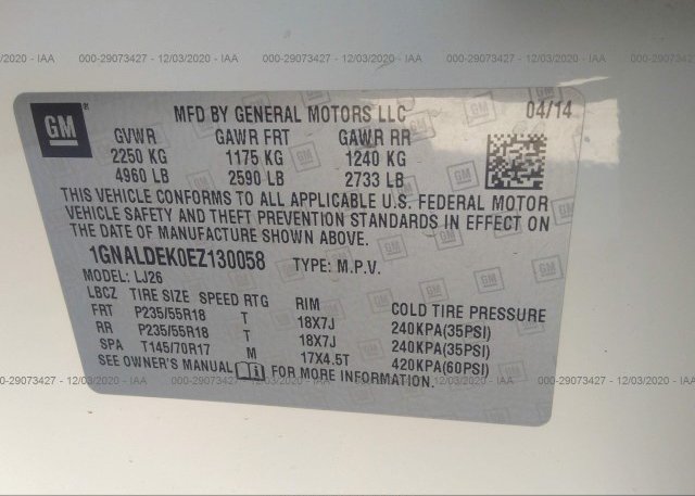 1GNALDEK0EZ130058 2014 CHEVROLET EQUINOX