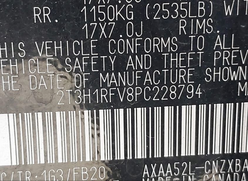 2023 TOYOTA RAV4 LE(VIN: 2T3H1RFV8PC228794