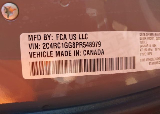 2023 CHRYSLER PACIFICA(VIN: 2C4RC1GG8PR548979