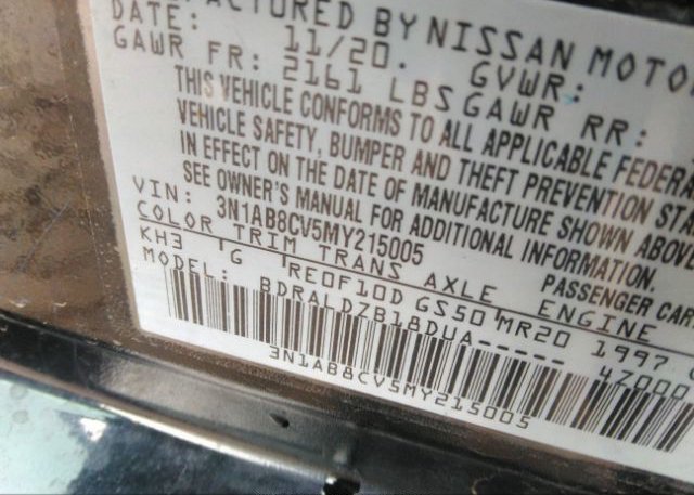 2021 NISSAN SENTRA(VIN: 3N1AB8CV5MY215005