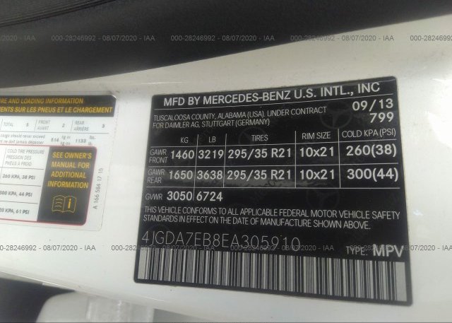 4JGDA7EB8EA305910 2014 MERCEDES-BENZ M-CLASS