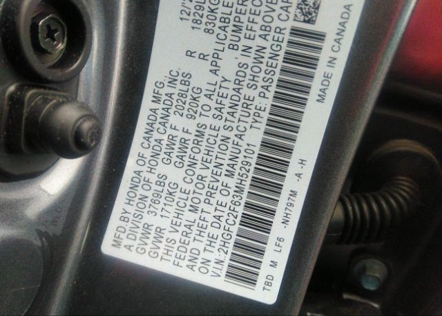 2021 HONDA CIVIC SEDAN(VIN: 2HGFC2F63MH529101