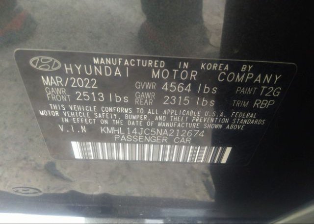2022 HYUNDAI SONATA(VIN: KMHL14JC5NA212674