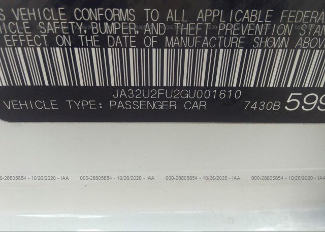 JA32U2FU2GU001610 2016 MITSUBISHI LANCER