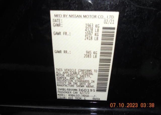 2021 NISSAN ALTIMA(VIN: 1N4BL4BVXMN360195