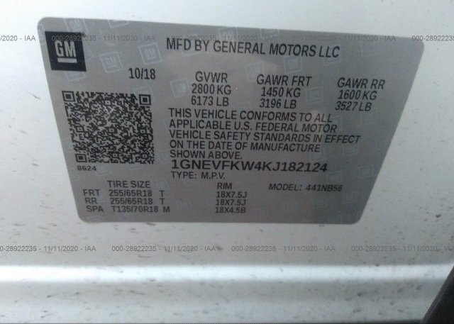 1GNEVFKW4KJ182124 2019 CHEVROLET TRAVERSE