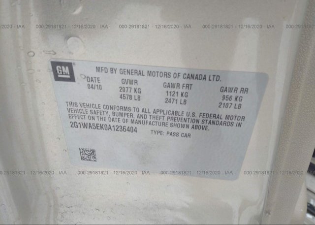 2G1WA5EK0A1236404 2010 CHEVROLET IMPALA