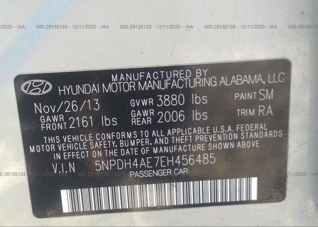 5NPDH4AE7EH456485 2014 HYUNDAI ELANTRA