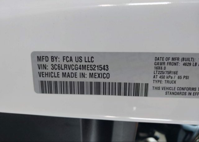 2021 RAM PROMASTER CARGO VAN(VIN: 3C6LRVCG4ME521543