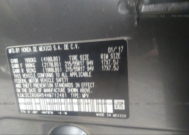 3CZRU6H54HM712481 2017 HONDA HR-V