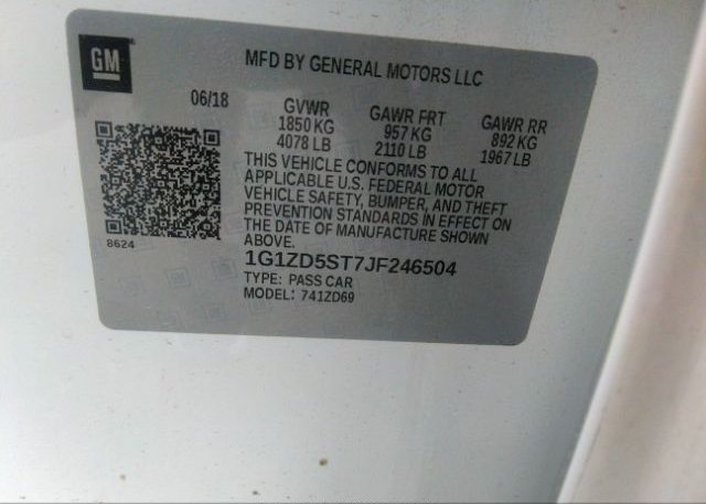 2018 CHEVROLET MALIBU VIN: 1G1ZD5ST7JF246504