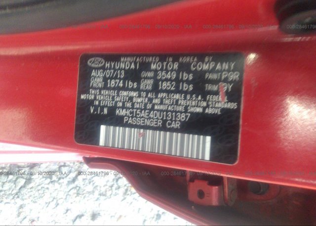 KMHCT5AE4DU131387 2013 HYUNDAI ACCENT