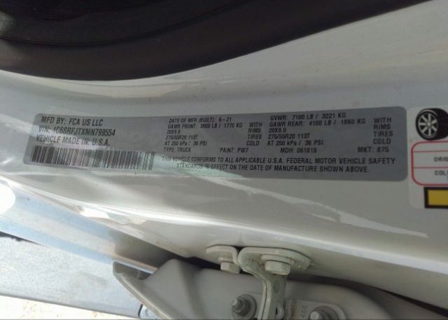 2021 RAM 1500(VIN: 1C6SRFJTXMN799554