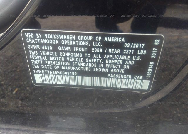 1VWDT7A38HC063199 2017 VOLKSWAGEN PASSAT