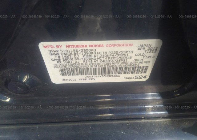 JA4JT5AX3CU025082 2012 MITSUBISHI OUTLANDER