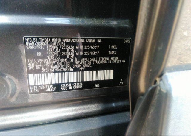 2022 TOYOTA RAV4(VIN: 2T3F1RFV0NC284586