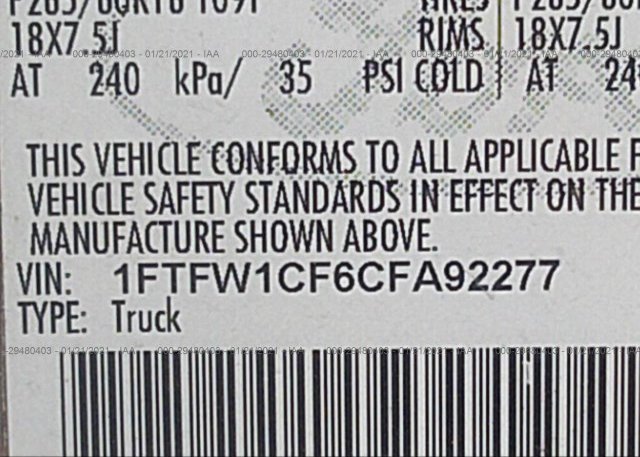 1FTFW1CF6CFA92277 2012 FORD F-150