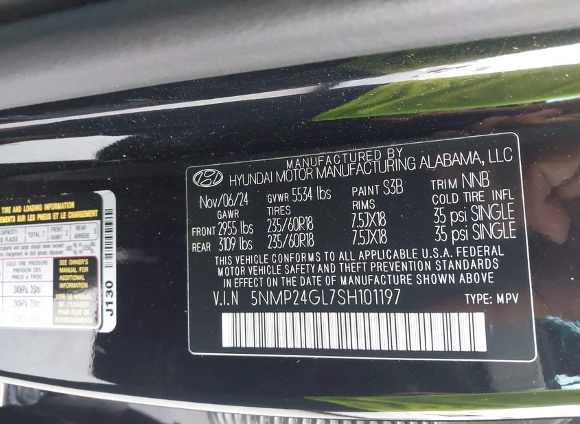 2025 Hyundai Santa Fe 2.5L(VIN: 5NMP24GL7SH101197