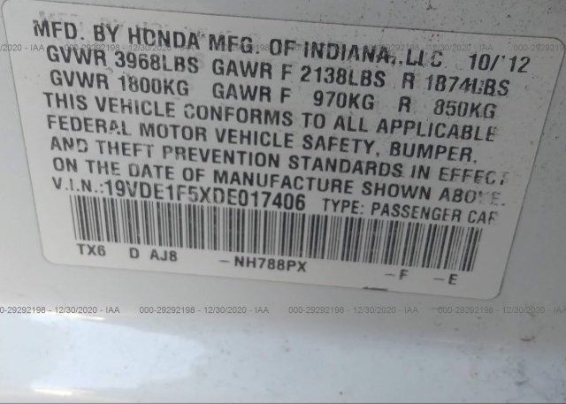 19VDE1F5XDE017406 2013 ACURA ILX