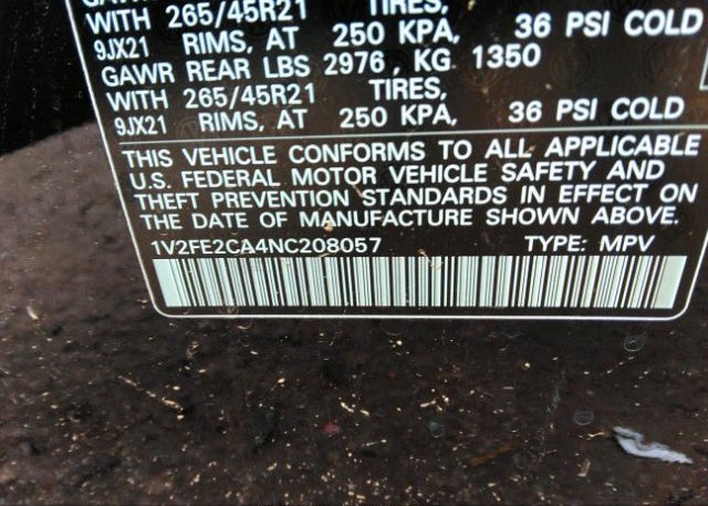 2022 VOLKSWAGEN ATLAS CROSS SPORT(VIN: 1V2FE2CA4NC208057
