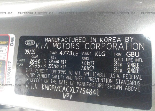 KNDPMCACXL7754841 2020 KIA SPORTAGE