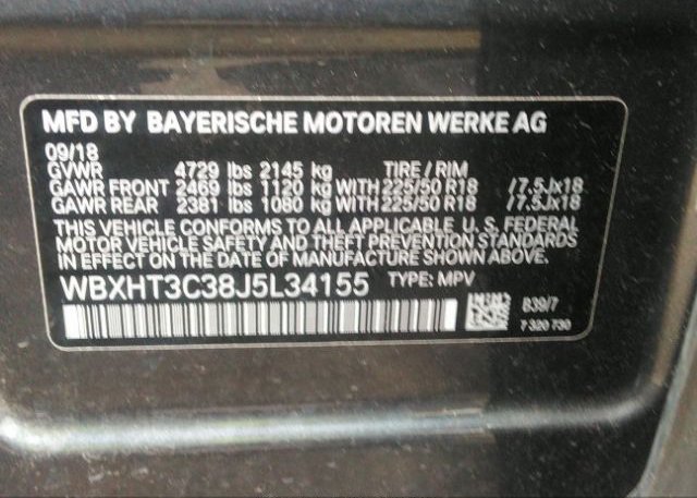 2018 BMW X1 VIN: WBXHT3C38J5L34155