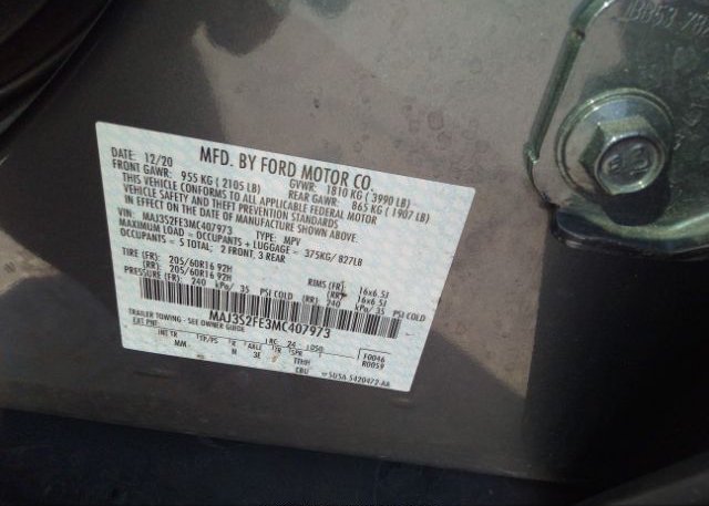 2021 FORD ECOSPORT(VIN: MAJ3S2FE3MC407973
