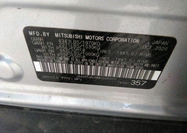 2021 MITSUBISHI OUTLANDER SPORT(VIN: JA4APUAU8MU006050