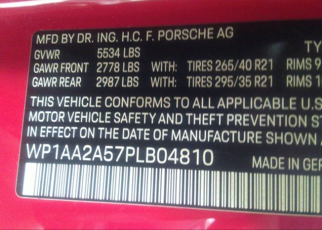 2023 PORSCHE MACAN(VIN: WP1AA2A57PLB04810