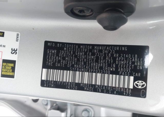 2023 TOYOTA COROLLA(VIN: 5YFB4MDEXPP033100