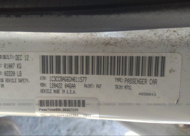 1C3CCBAG6DN611577 2013 CHRYSLER 200