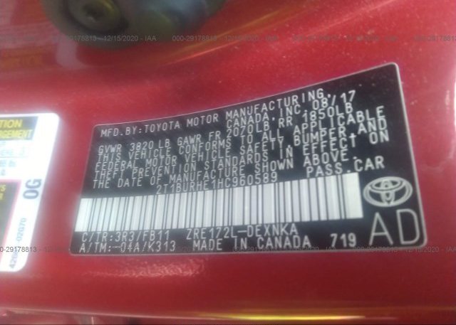 2T1BURHE1HC960589 2017 TOYOTA COROLLA