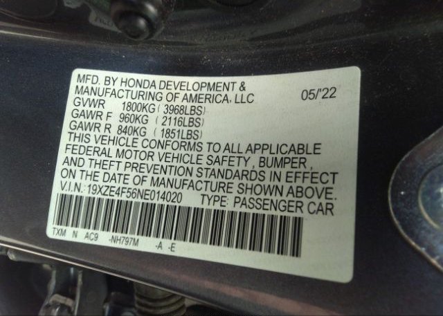 2022 HONDA INSIGHT(VIN: 19XZE4F56NE014020