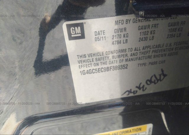 1G4GC5EC9BF389352 2011 BUICK LACROSSE