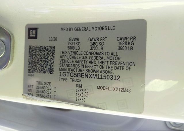 2021 GMC CANYON(VIN: 1GTG5BENXM1150312