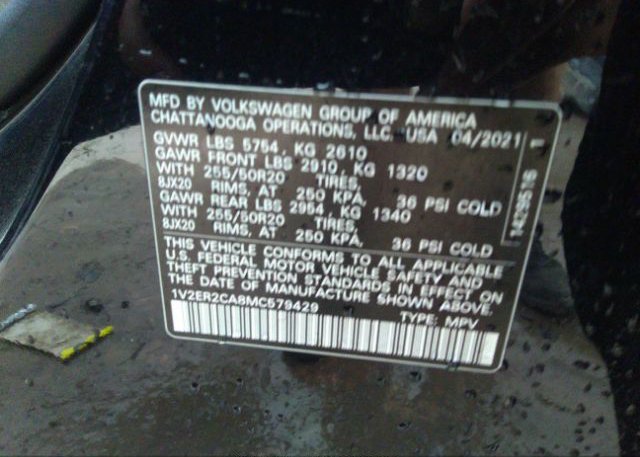 2021 VOLKSWAGEN ATLAS(VIN: 1V2ER2CA8MC579429